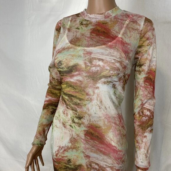Blanc Clothing Long‑Sleeve Shimmer Mesh Dress – Multicolor – Size M – NWT - Picture 12 of 13